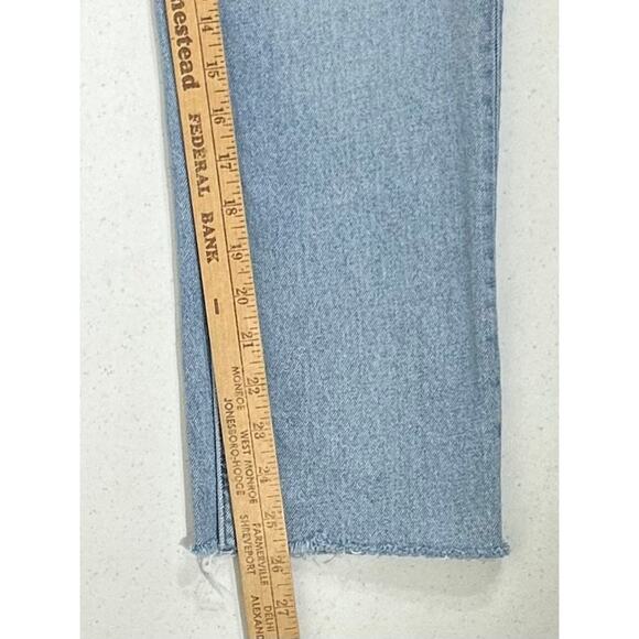 Zara TRF Cropped Jeans Size 28x25.5 High Wash Straight Leg Button Fly Distressed - Picture 6 of 6